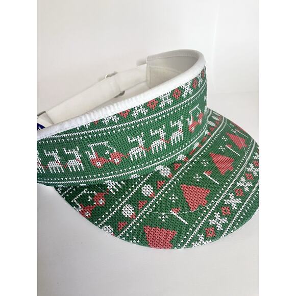Christmas Imperial Tour Golf Visor Holiday Tree USA made Green Vintage Hat - Picture 1 of 6